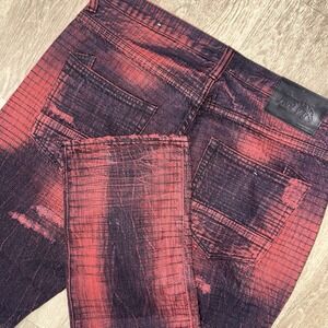 PRPS Barracuda Straight Leg Jeans Red Men's 36x34 Distressed Demon USA Made